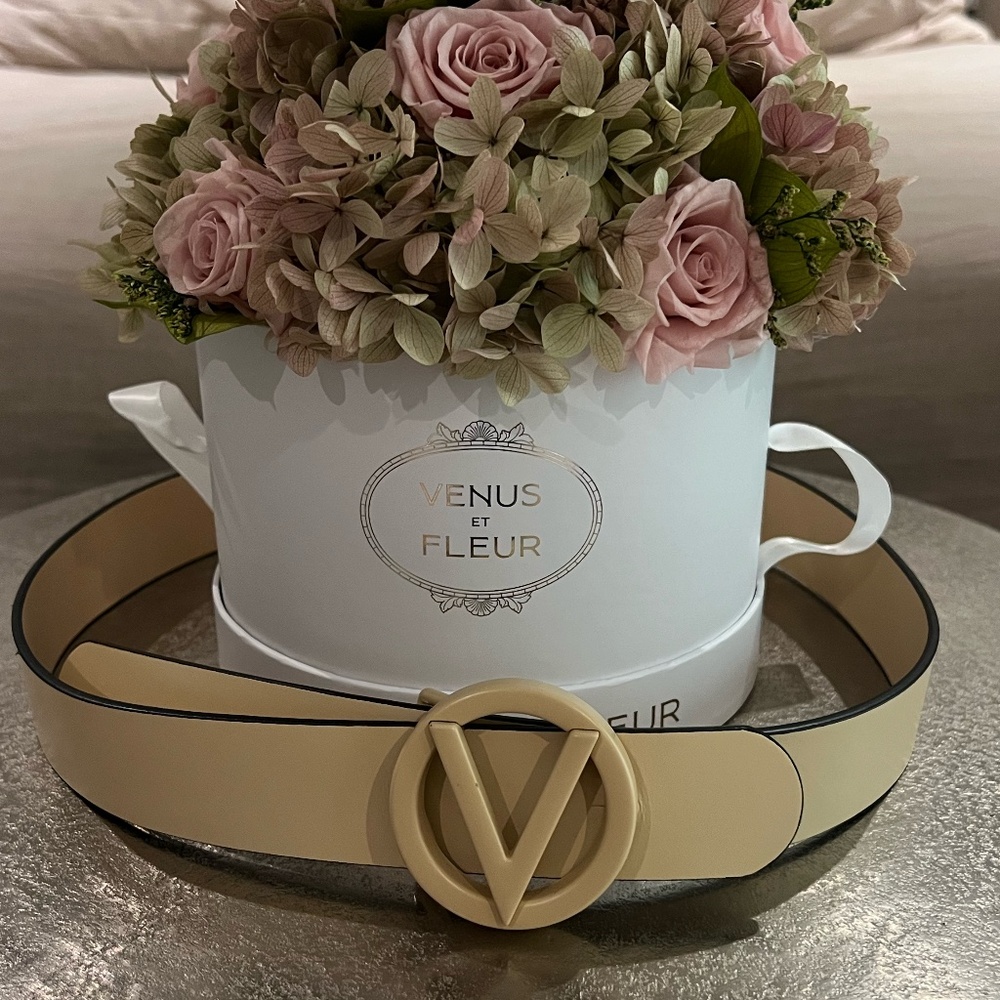 Women's Valentino by Mario Valentino Painted Brass & Leather Belt, Sz M